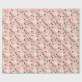 Elegant chique bloemmotief roze cadeaupapier (Vlak)