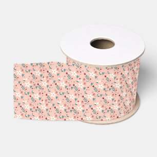 Elegant chique bloemmotief roze grosgrain lint