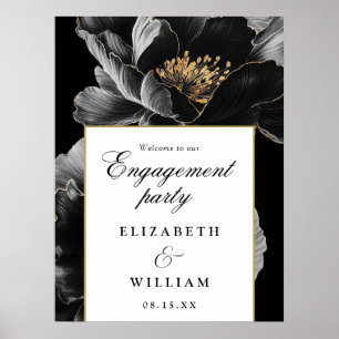 Elegant Chique Bloemrijke Verlovingsfeest Welkomst Poster