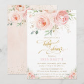 Elegant chique blush roze bloemengoud Baby shower Kaart (Voorkant / Achterkant)