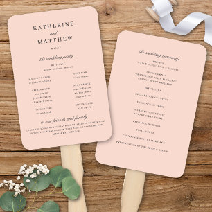 Elegant chique blush roze bruiloft ceremonie progr handwaaier