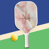 Elegant chique blush roze monogram pickleball paddle