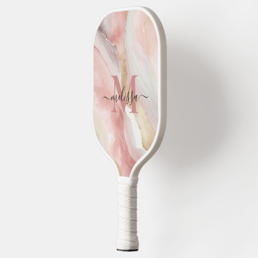 Elegant chique blush roze monogram pickleball paddle (Links)