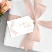 Elegant chique blush roze, perzik en witte bruilof cadeaulabel