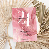 Elegant chique blush roze Waterverf 21e verjaardag Kaart
