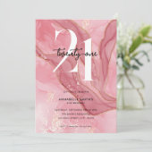 Elegant chique blush roze Waterverf 21e verjaardag Kaart (Staand voorkant)