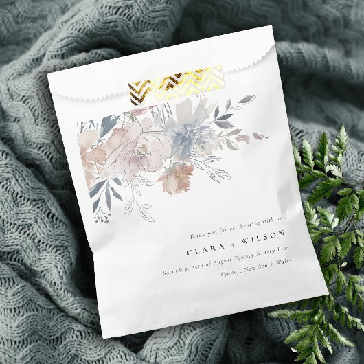 Elegant chique blush Waterverf bloemenbruiloft Bedankzakje