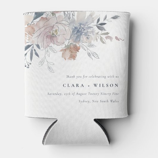 Elegant chique blush Waterverf bloemenbruiloft Blikjeskoeler (Voorkant)