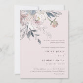 Elegant chique blush Waterverf bloemenbruiloft Kaart (Voorkant)