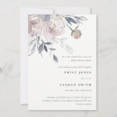 Elegant chique blush Waterverf bloemenbruiloft Kaart (Voorkant)