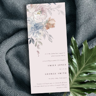 Elegant chique blush Waterverf bloemenbruiloft Kaart