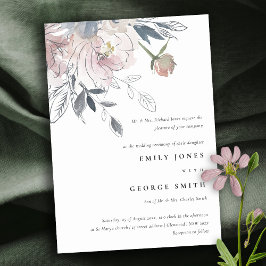 Elegant chique blush Waterverf bloemenbruiloft Kaart