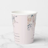 Elegant chique blush Waterverf bloemenbruiloft Papieren Bekers (Rechts)