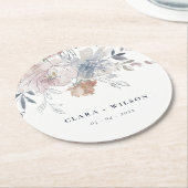 Elegant chique blush Waterverf bloemenbruiloft Ronde Kartonnen Onderzetter (Gebogen)