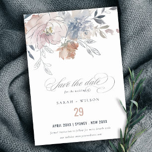 Elegant chique blush Waterverf bloemenbruiloft Save The Date