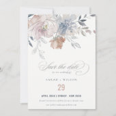 Elegant chique blush Waterverf bloemenbruiloft Save The Date (Voorkant)