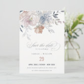 Elegant chique blush Waterverf bloemenbruiloft Save The Date (Staand voorkant)
