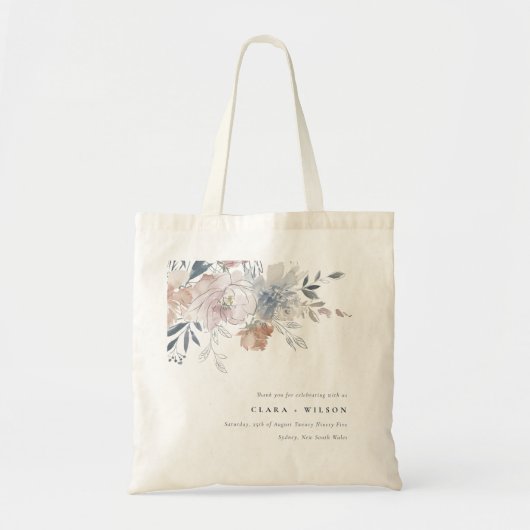 Elegant chique blush Waterverf bloemenbruiloft Tote Bag (Voorkant)