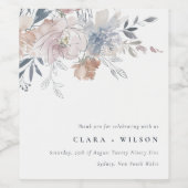 Elegant chique blush Waterverf bloemenbruiloft Wijn Etiket (Enkel label)