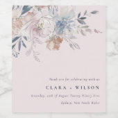 Elegant chique blush Waterverf bloemenbruiloft Wijn Etiket (Enkel label)
