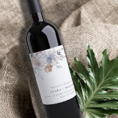 Elegant chique blush Waterverf bloemenbruiloft Wijn Etiket