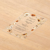 Elegant & Chique Boho Herfst Wildflower Bruiloft Acryl Uitnodigingen (Laagn)
