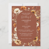 Elegant & Chique Boho Herfst Wildflower Bruiloft Kaart (Voorkant)
