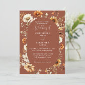 Elegant & Chique Boho Herfst Wildflower Bruiloft Kaart (Staand voorkant)