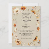 Elegant & Chique Boho Herfst Wildflower Bruiloft Kaart (Voorkant)