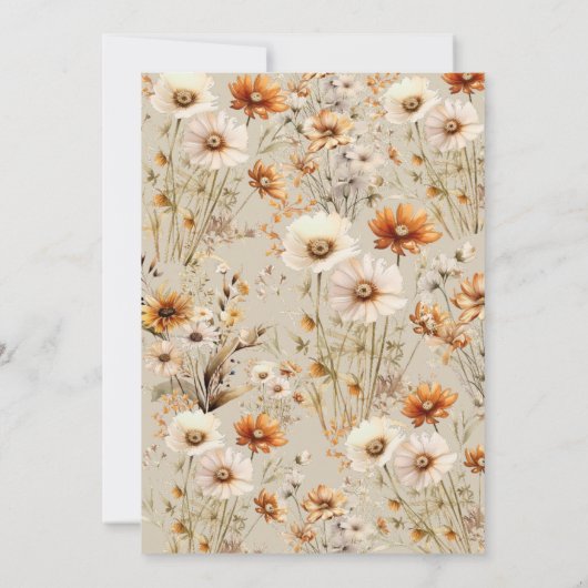 Elegant & Chique Boho Herfst Wildflower Bruiloft Kaart (Achterkant)