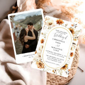Elegant & Chique Boho Herfst Wildflower Bruiloft Kaart