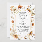 Elegant & Chique Boho Herfst Wildflower Bruiloft Kaart (Voorkant)