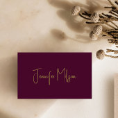 Elegant chique Bourgogne & Goud Handgeschreven Scr Visitekaartje