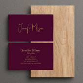 Elegant chique Bourgogne & Goud Handgeschreven Scr Visitekaartje