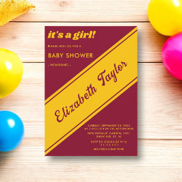 Elegant chique Bourgondië en gouden luxe Baby show Kaart