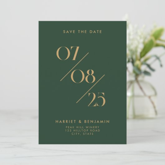 Elegant Chique Bruiloft Datum Non-Foto Opslaan van Save The Date (Staand voorkant)