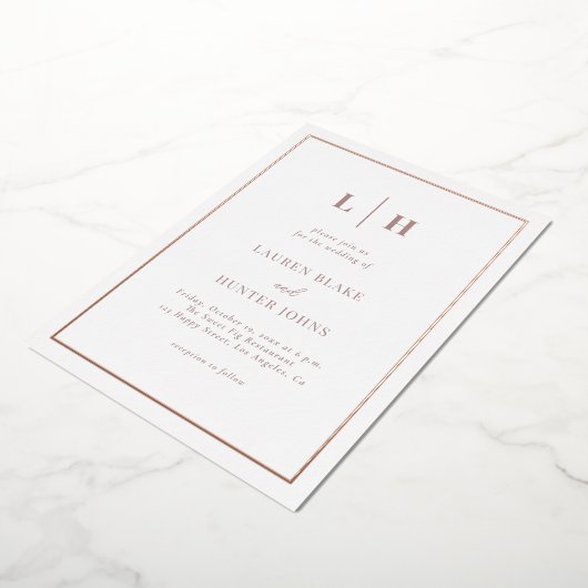 Elegant chique bruiloft Roos goud Folie Uitnodiging (Gedraaid)