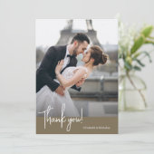 Elegant chique bruine bruiloft bedankkaart (Staand voorkant)