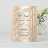 Elegant chique champagne gouden glamour bruiloft kaart (Staand voorkant)