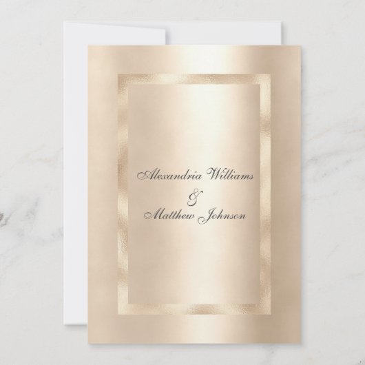 Elegant chique champagne gouden glamour bruiloft kaart (Achterkant)