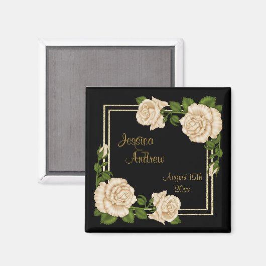 Elegant Chique Corner Ivoor Rozen Boeketten Bruilo Magneet (Voorkant / Achterkant)