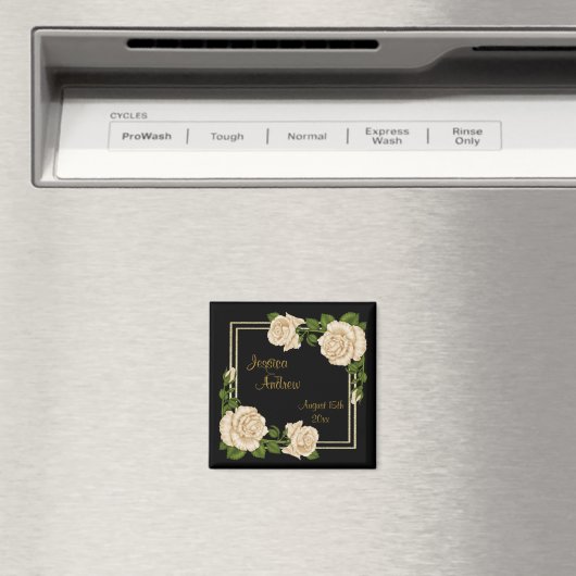 Elegant Chique Corner Ivoor Rozen Boeketten Bruilo Magneet (Insitu (Vaatwasser))