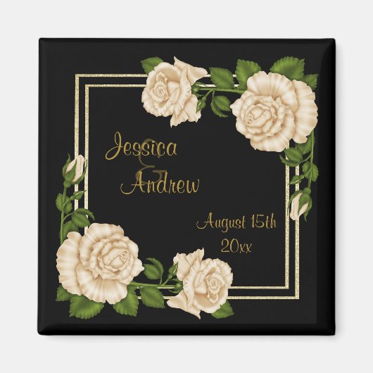 Elegant Chique Corner Ivoor Rozen Boeketten Bruilo Magneet (Voorkant)