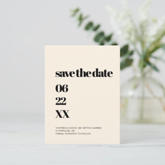 Elegant & chique crème Bewaar de datum Briefkaart (Staand voorkant)