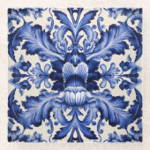 Elegant chique Delfts Blauw Bloem Glazen Onderzetter (Voorkant)