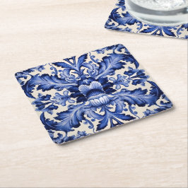 Elegant chique Delfts Blauw Bloem Kartonnen Onderzetters