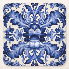 Elegant chique Delfts Blauw Bloem Kartonnen Onderzetters