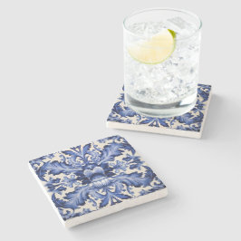 Elegant chique Delfts Blauw Bloem Stenen Onderzetter
