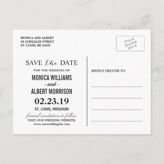 Elegant chique dennenbos Sla de datum op Aankondigingskaart (Achterkant)