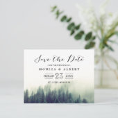 Elegant chique dennenbos Sla de datum op Aankondigingskaart (Staand voorkant)